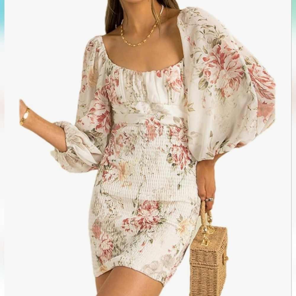 NWT Monteau Floral Puff Sleeve Dress